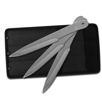 WICING 10.2 inches Throwing Spear, 0.236 inches Thick Full-Tang Throwing Set, with Nylon Sheath for Competition and Recreation - 3 Pack