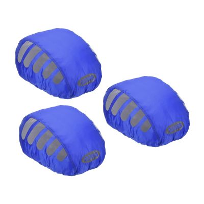 PATIKIL Cycling Bicycle Helmet Cover, 3 Pack Motorcycle Helmet Rain Covers Ride Gear Helmet Cover with Reflective Strip for Road Cycling, Blue