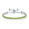 Paris Jewelry 18k White Gold Plated Round Adjustable Tennis Bracelet, Peridot Birthstone Jewelry, Gift for Women view 1