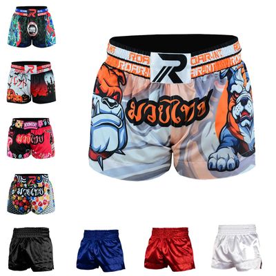 ROAR-INT Kid's Muay Thai Shorts Martial Arts MMA Kickboxing Shorts for Boys Girls Boxing Trunks Shorts (US, Alpha, X-Large, Regular, Bull-Dog, Regular Fit)