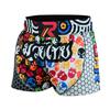 ROAR-INT Kid's Muay Thai Shorts Martial Arts MMA Kickboxing Shorts for Boys Girls Boxing Trunks Shorts (US, Alpha, X-Large, Regular, White-Black, Regular Fit) view 3
