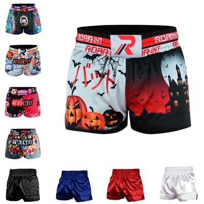 ROAR-INT Kid's Muay Thai Shorts Martial Arts MMA Kickboxing Shorts for Boys Girls Boxing Trunks Shorts (US, Alpha, Small, Regular, Halloween, Regular Fit)