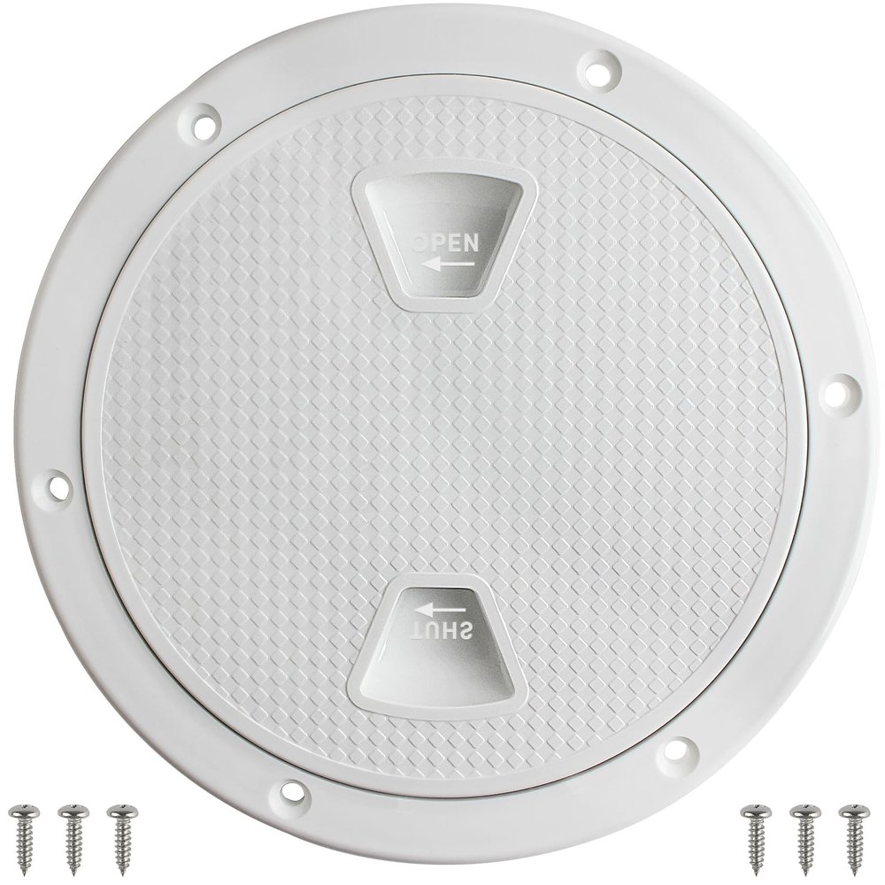 BALAVA Deck Plates for Boats,Boat Hatch,6" Circular Non Slip Inspection Hatch with Detachable Cover,Inspection Deck Plate Hatch,Water Tight for Outdoor Installations,Including Fasteners-White