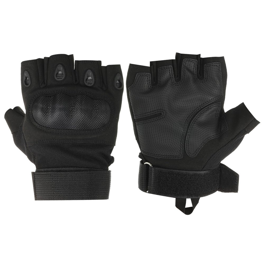 PATIKIL Fingerless Gloves, 1Pair Half Finger Gloves Breathable Workout Gloves for Outdoor Work Climbing Cycling Hunting, Black, M