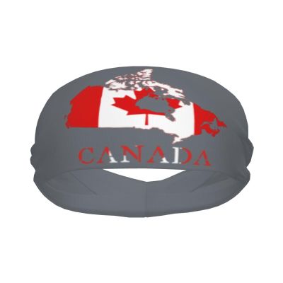Canada Flag Map Men Women Sports Sweatband Headbands Workout Hairbands for Running Basketball Tennis Yoga Fitness Athletic Elastic Moisture Wicking