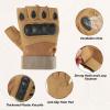 PATIKIL Fingerless Gloves, Half Finger Gloves Breathable Workout Gloves for Outdoor Work Climbing Cycling Hunting, Tan, M view 3