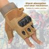 PATIKIL Fingerless Gloves, Half Finger Gloves Breathable Workout Gloves for Outdoor Work Climbing Cycling Hunting, Tan, M view 4