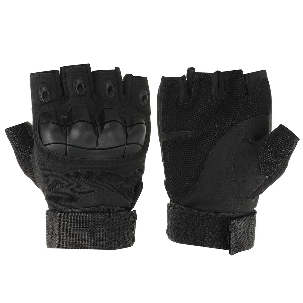 PATIKIL Men's Outdoor Fingerless Gloves, Half Finger Gloves Breathable Workout Gloves for Climbing Cycling Hunting, Black, M