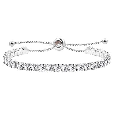 Uloveido Adjustable Silver Color Slider Bolo Clasp Tennis Bracelets for Girlfriend Women with Created Diamond Cubic Zirconia Y4043