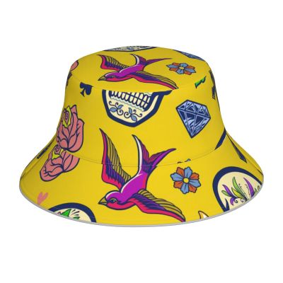 Woyaba Bucket hat,Cute Sugar Skull Mexican Dia de Muertos Sugar Skull hat Outdoor Sun hat Fisherman hat Reversible Bucket hat for Women Men Adult