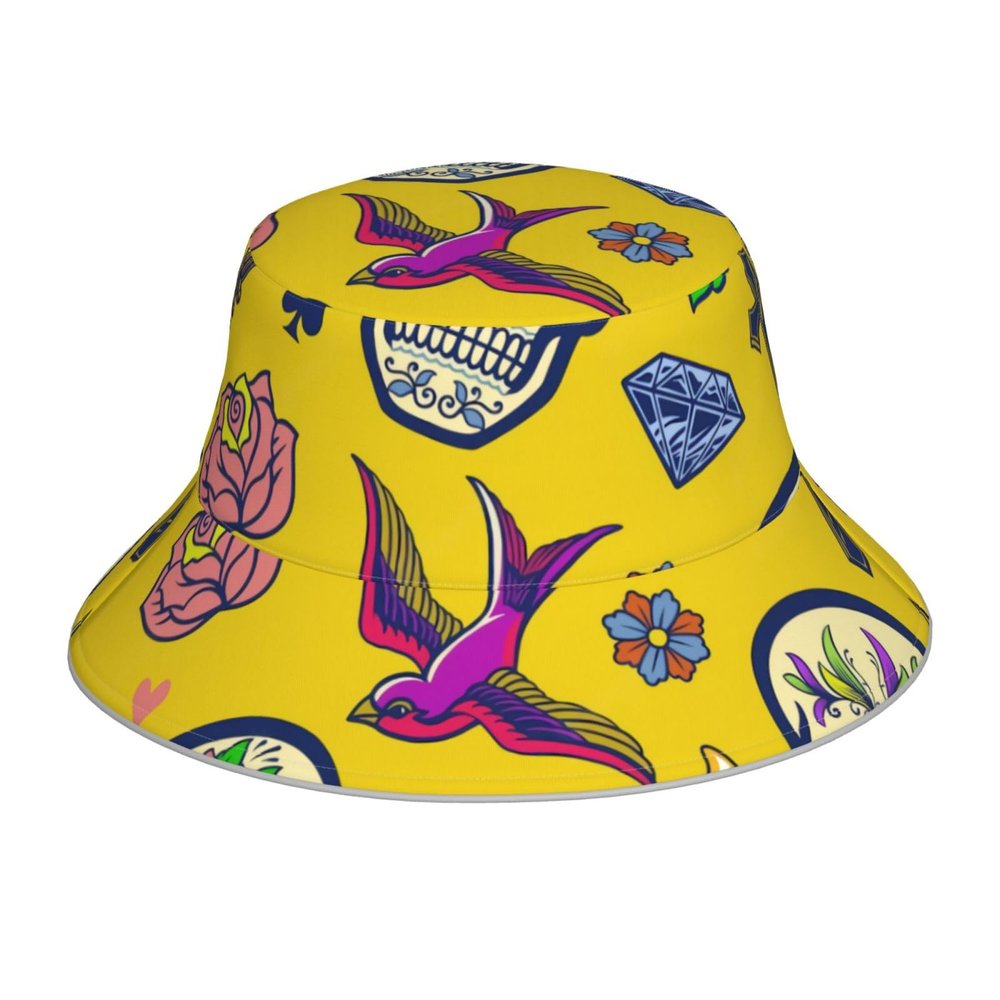 Woyaba Bucket hat,Cute Sugar Skull Mexican Dia de Muertos Sugar Skull hat Outdoor Sun hat Fisherman hat Reversible Bucket hat for Women Men Adult