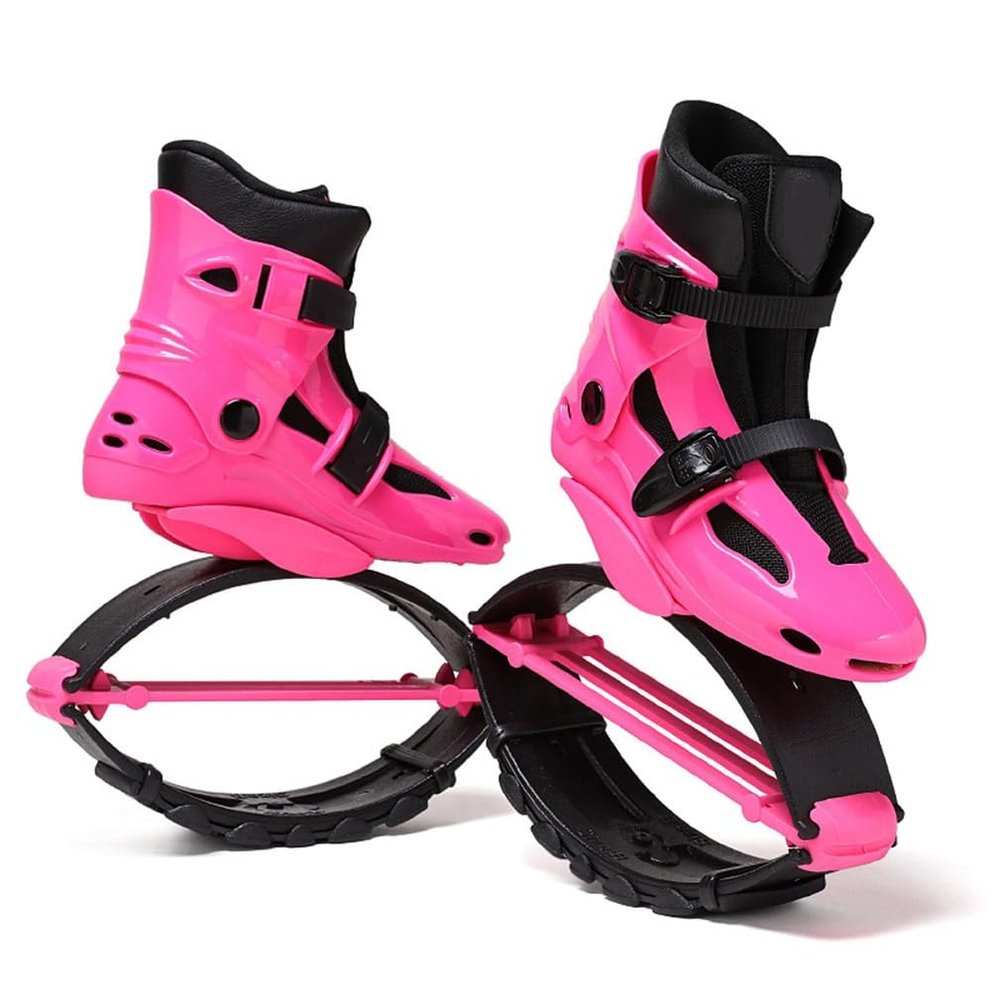 EvikoO Kangaroo Jump Shoes for Running and Jumping, Adjustable Adult Teen Kids Fitness Jumping Shoes Bounce Boots, (Color : Pink+Black, Size : XX-Large)