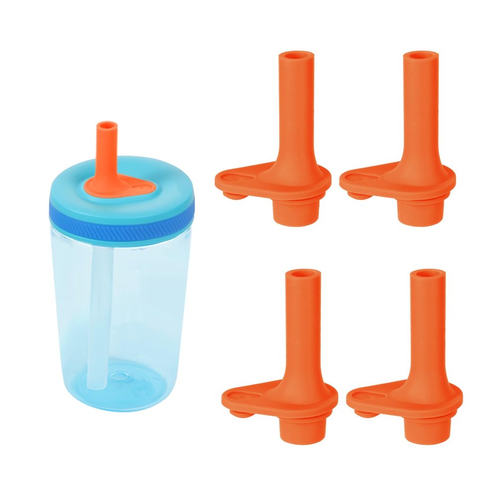 4pcs Replacement Bite Valve for Zak Designs Kelso 15 oz, Silicone Mouthpiece BPA Free Reusable Straw Cup Accessories Compatible with Zak Kids Water Bottles, Orange