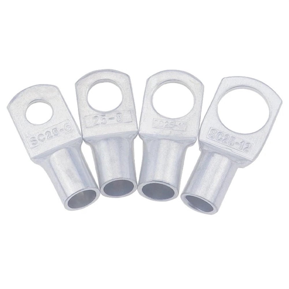 SC25-6 25-8 25-10 25-12 Copper Cable Lug Kit Bolt Hole Tinned Cable Lugs Terminals Copper Nose Wire Connector (Color : SC25-6, Size : 10PCS)