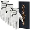 aaasportx 3 Pack Mens Golf Gloves, Durable White Cabretta Leather All Weather Golf Gloves Men (Medium, Left) view 1