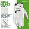 aaasportx 3 Pack Mens Golf Gloves, Durable White Cabretta Leather All Weather Golf Gloves Men (Medium, Left) view 2