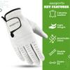aaasportx 3 Pack Mens Golf Gloves, Durable White Cabretta Leather All Weather Golf Gloves Men (Medium, Left) view 4