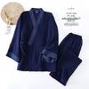 OWLONLINE Plus Size Men's Japanese Kimono Cotton Pajamas Suit (Size XL, B) view 3