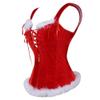 Corset Christmas Costume Bustier Overbust Lingerie Velvet Womens Fancy Dress Red L view 2