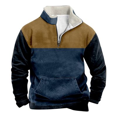 ZYXTIM Men's Pullover Hoodie Blend Fleece Long Sleeve Contrast Color Military Sweatshirt with Kanga Pocket