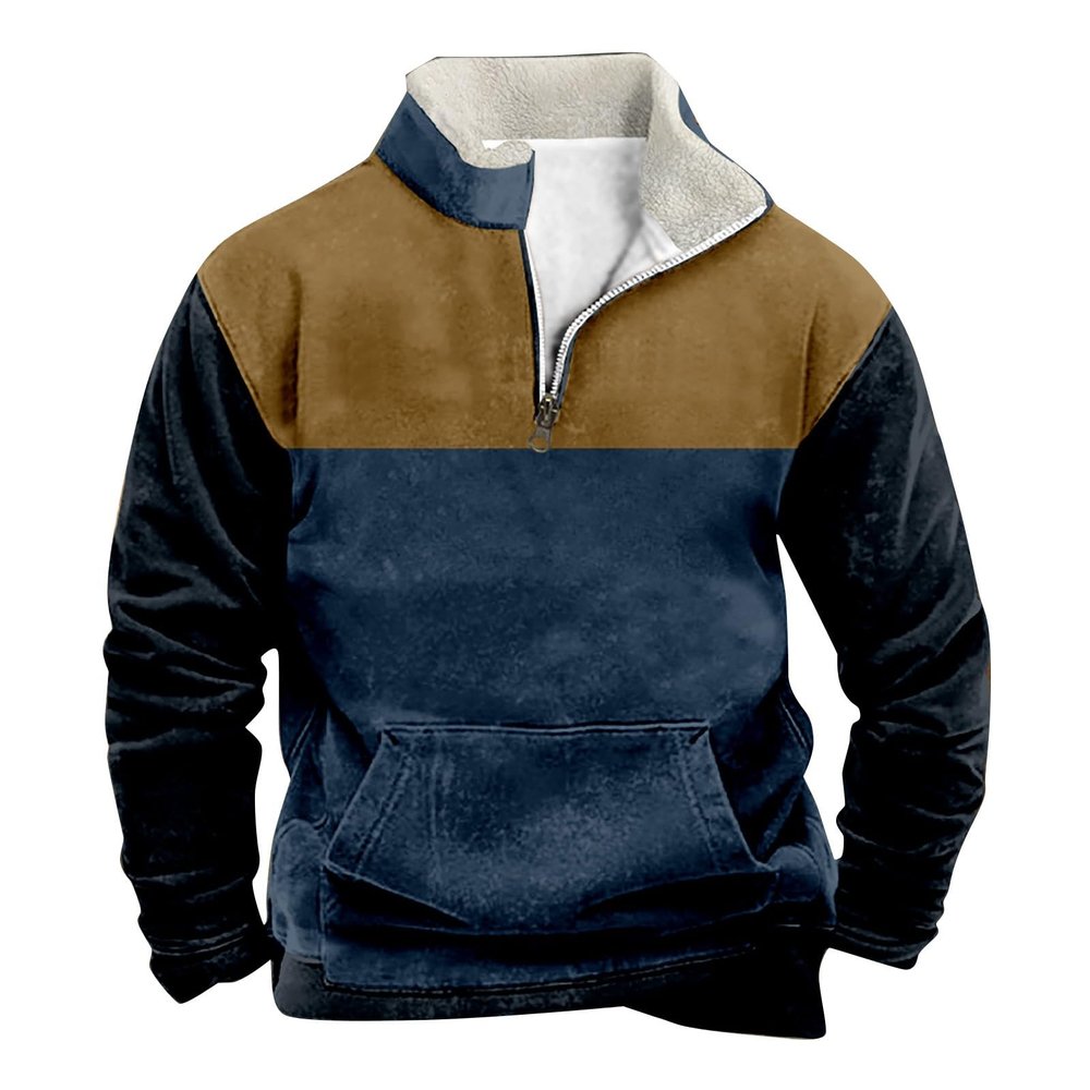 ZYXTIM Men's Pullover Hoodie Blend Fleece Long Sleeve Contrast Color Military Sweatshirt with Kanga Pocket