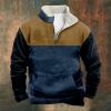 ZYXTIM Men's Pullover Hoodie Blend Fleece Long Sleeve Contrast Color Military Sweatshirt with Kanga Pocket view 2