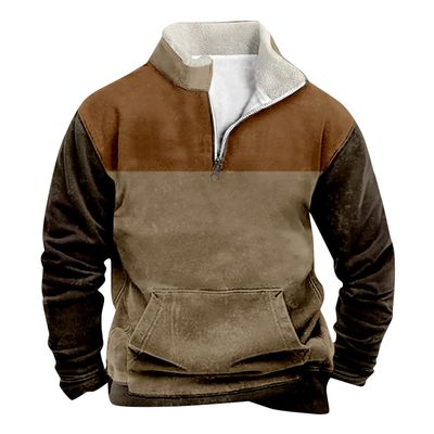 ZYXTIM Men's Pullover Shirts 1/4 Zip Fleece Sweatshirts Thermal Long Sleeve Color Block Military Sweatshirt Running Athletic Workout Shirts