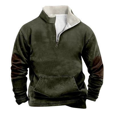 ZYXTIM Men's Pullover Hoodie Blend Fleece Long Sleeve Contrast Color Military Sweatshirt with Kanga Pocket