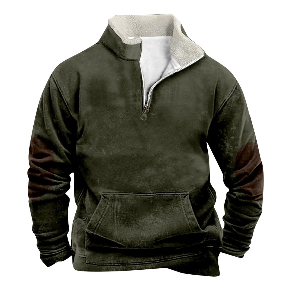 ZYXTIM Men's Pullover Hoodie Blend Fleece Long Sleeve Contrast Color Military Sweatshirt with Kanga Pocket