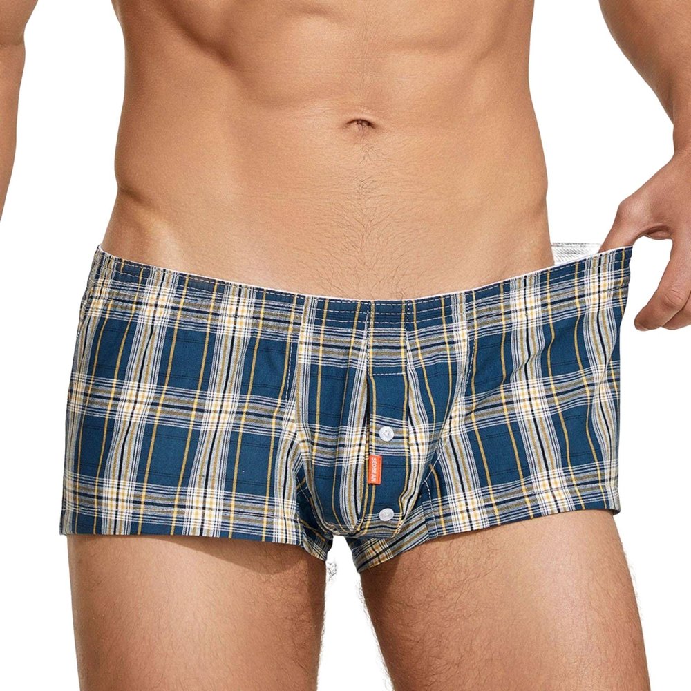 BreakEgg Men's Boxer Shorts Underwear Classic Fit Woven Boxer Shorts Moisture Wicking Men's Boxershorts for Active Lifestyle (Blue,Medium)