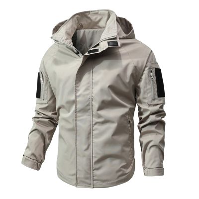 ZYXTIM Men's Long Raincoat Ligtweight Rain Jacket Waterproof Outdoor Jackets with Hood Khaki