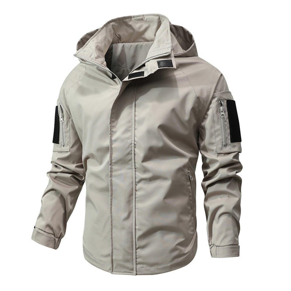 ZYXTIM Men's Long Raincoat Ligtweight Rain Jacket Waterproof Outdoor Jackets with Hood Khaki