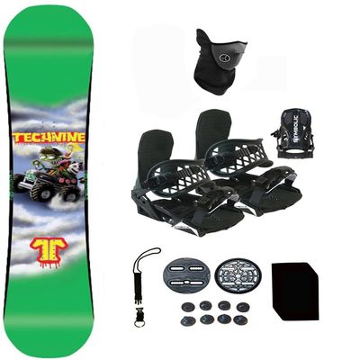 T9 Symbolic Technine Snowboard and Black Bindings Package Leash, Stomp, Mask Mens Womens (147-Rocker+Lrg Binding(Men 9-13) rsev230)