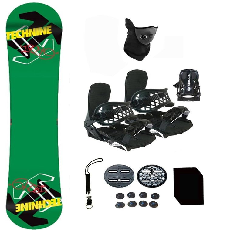 T9 Symbolic Technine 153cm Blemish Snowboard and Black Bindings Package Leash, Stomp, Mask Mens Womens (153-Blem-Rockr+SM Binding(Men 5-8.5) rsev153)