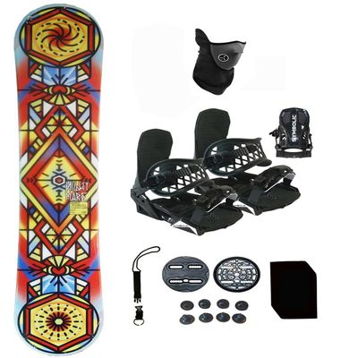 Symbolic Nightmare Snowboard and Black Bindings Package Leash, Stomp, Mask Mens Womens (155-Rocker+Lrg Binding(Men 9-13) rnin248)