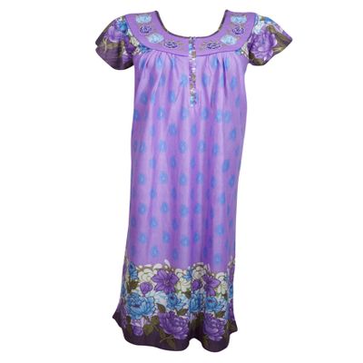 Mogul Interior Caftan Maxi Dress, Caftan, Boho Purple Floral Nightgown M