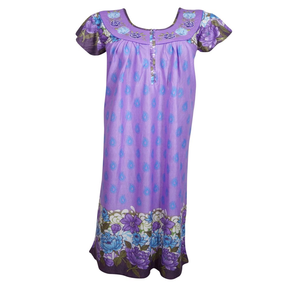 Mogul Interior Caftan Maxi Dress, Caftan, Boho Purple Floral Nightgown M