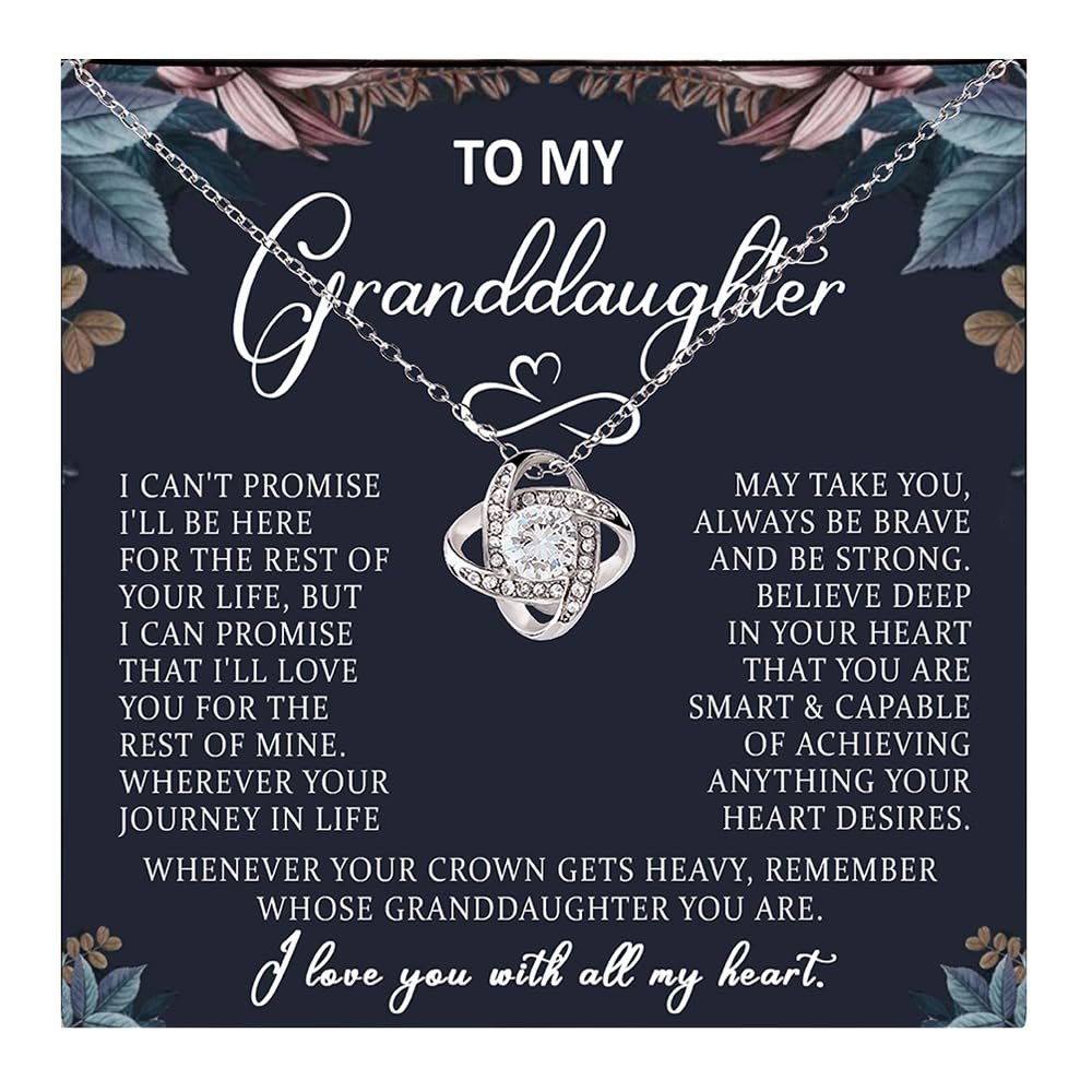 To My Granddaughter Necklace From Grandma, Granddaughter Gift From Grandpa, Granddaughters Necklace With Message Card And Gift Box, Graduation Anniversary Christmas Birthday Gifts For Granddaughters
