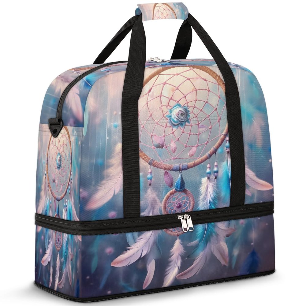 Dream Catcher Travel Duffel Bag with Foldable Shoe Compartment Shoulder Tote Travel Weekend Bag Sports Gym Overnight Bags