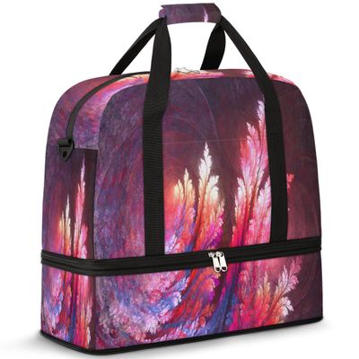 Feather Abstract Travel Duffel Bag with Foldable Shoe Compartment Shoulder Tote Travel Weekend Bag Sports Gym Overnight Bags