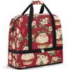 Cherries Flower Cupcake Travel Duffel Bag with Foldable Shoe Compartment Shoulder Tote Travel Weekend Bag Sports Gym Overnight Bags view 1