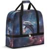 Animals Dolphin Galaxy Travel Duffel Bag with Foldable Shoe Compartment Shoulder Tote Travel Weekend Bag Sports Gym Overnight Bags view 1