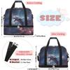 Animals Dolphin Galaxy Travel Duffel Bag with Foldable Shoe Compartment Shoulder Tote Travel Weekend Bag Sports Gym Overnight Bags view 2