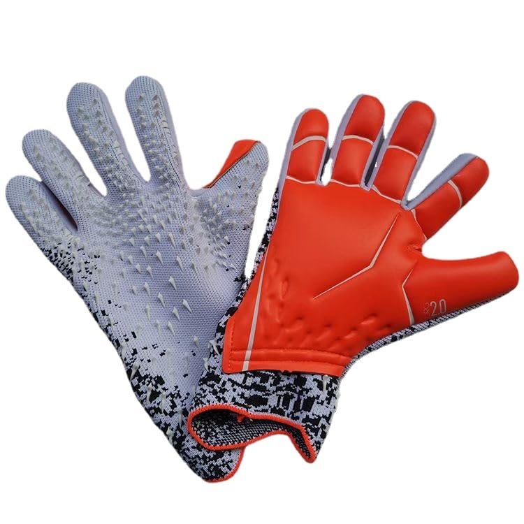 PLbSe Soccer Goalkeeper Gloves Goalie Training Gloves Strong Grip Anti-Slip and Breathable for Adults and Children (White,8)