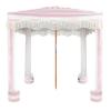 AMMSUN Beach Cabana with Fringe, 6'6' Boho Beach Canopy with Tassels, Easy Set up & Premium Wood Pole, Cabana Tent with Sand Pockets, Instant Sun Shade for Sand, Garden, Patio, Rose Pink Stripes view 1