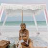 AMMSUN Beach Cabana with Fringe, 6'6' Boho Beach Canopy with Tassels, Easy Set up & Premium Wood Pole, Cabana Tent with Sand Pockets, Instant Sun Shade for Sand, Garden, Patio, Rose Pink Stripes view 4