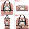 Cute Cartoon Rabbit Flower Travel Duffel Bag with Foldable Shoe Compartment Shoulder Tote Travel Weekend Bag Sports Gym Overnight Bags view 3