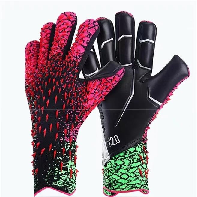 PLbSe Soccer Goalkeeper Gloves Goalie Training Gloves Strong Grip Anti-Slip and Breathable for Adults and Children (Red Green,9)