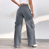 Womens Cargo Sweatpants Casual Baggy Fleece Fall Winter Sweatpants High Waisted Outdoor Joggers Pants with Pockets Dark Gray view 3