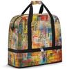 Art Colorful Graffiti Travel Duffel Bag with Foldable Shoe Compartment Shoulder Tote Travel Weekend Bag Sports Gym Overnight Bags view 1